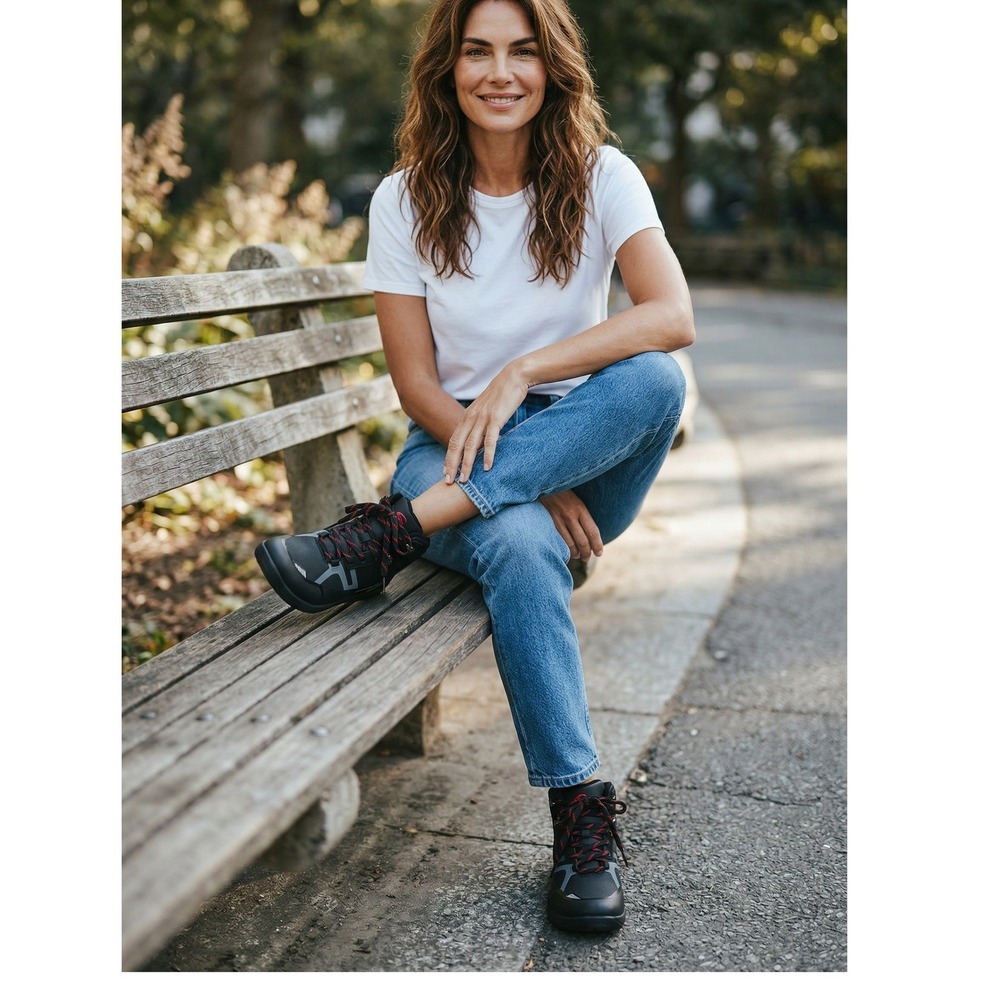 Hobibear Women Barefoot Hiking Boots Black Red Minimalist Wide Toe Box Size 40 9